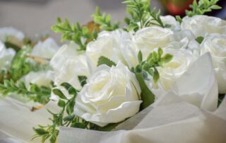 close up of white luxury bouquet roses, decorative and marry concept